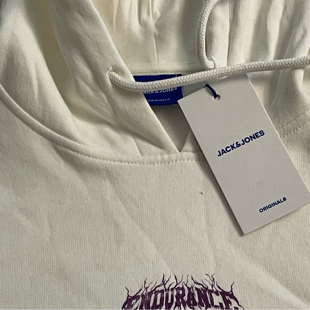 Jack & Jones Cream Hoodie with Purple Graphic - Picture 7 of 8